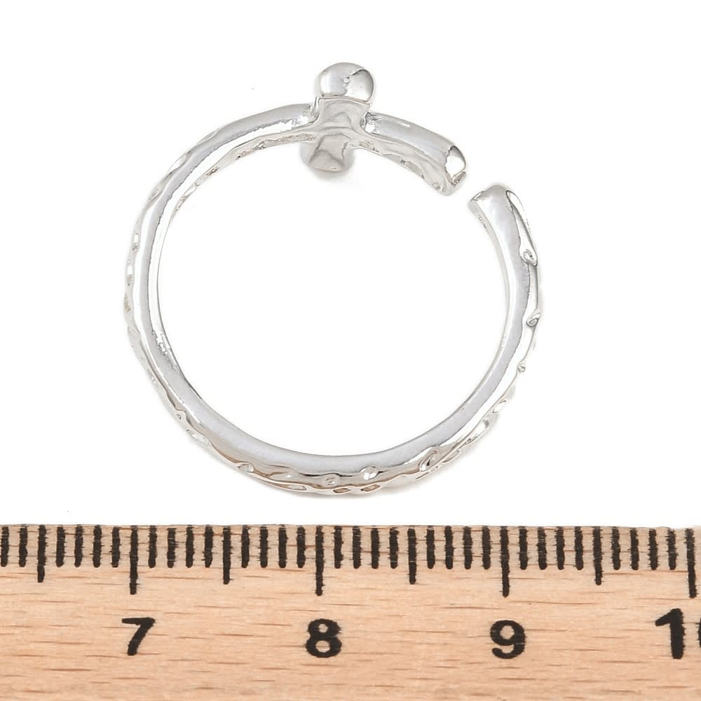 Anillo ajustable cruz textura ondulada baño de oro platino / unidad4