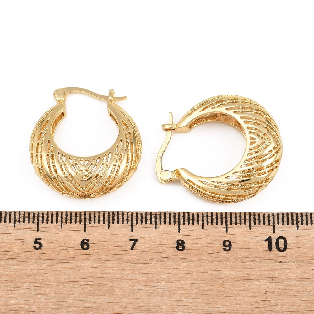 Aros argollas estilo vintage 27 mm baño de oro / par2