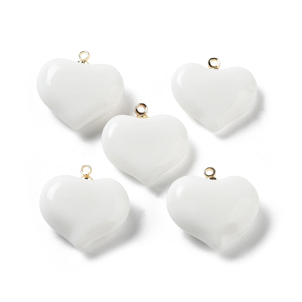 Dije colgante corazón blanco 18.5 mm murano / unidad1