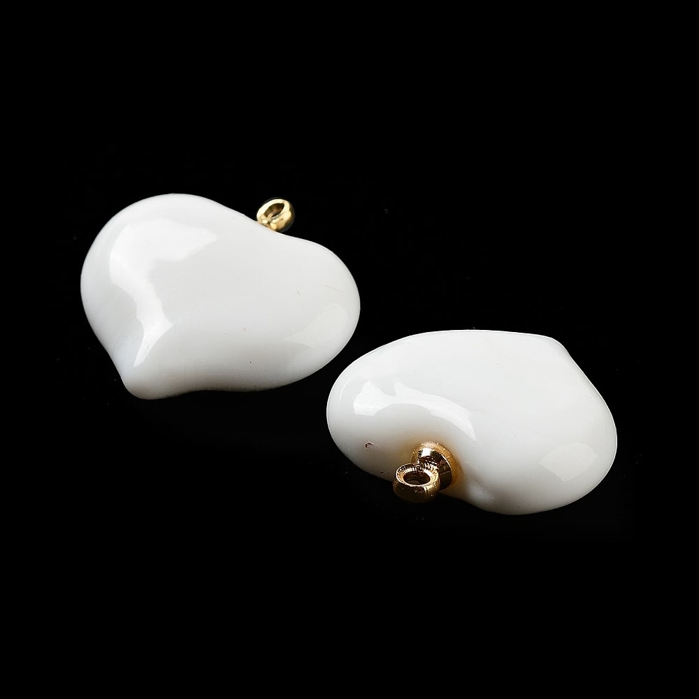 Dije colgante corazón blanco 18.5 mm murano / unidad2