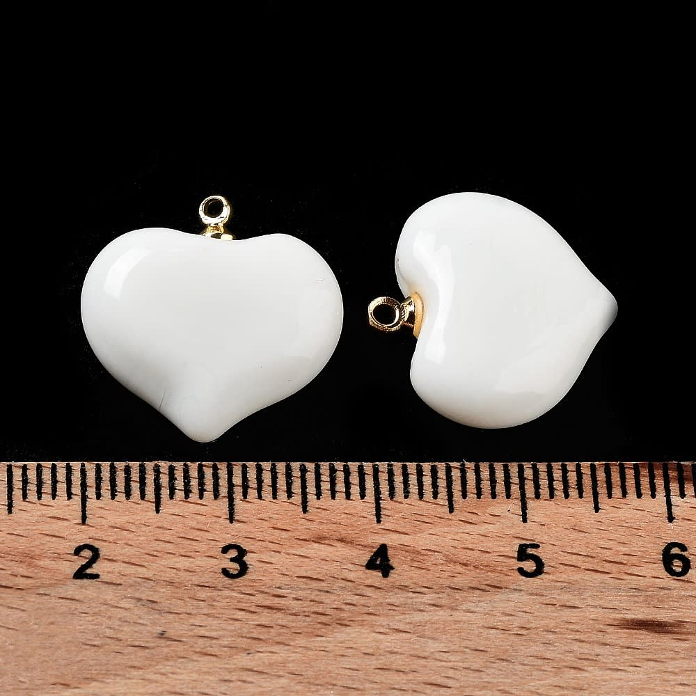 Dije colgante corazón blanco 18.5 mm murano / unidad3