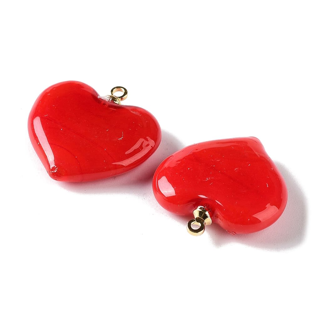 Dije colgante corazón rojo 18.5 mm murano / unidad1