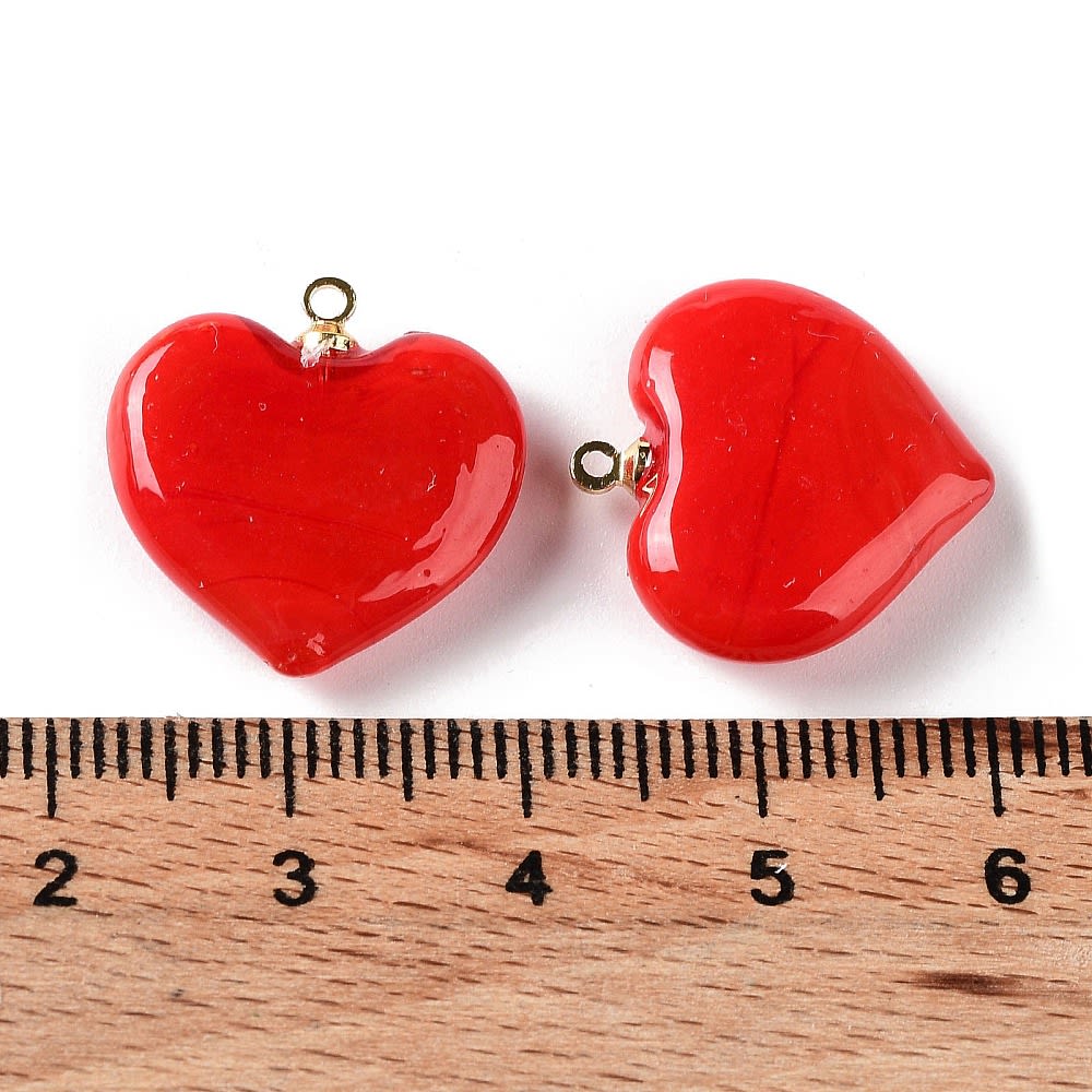 Dije colgante corazón rojo 18.5 mm murano / unidad2