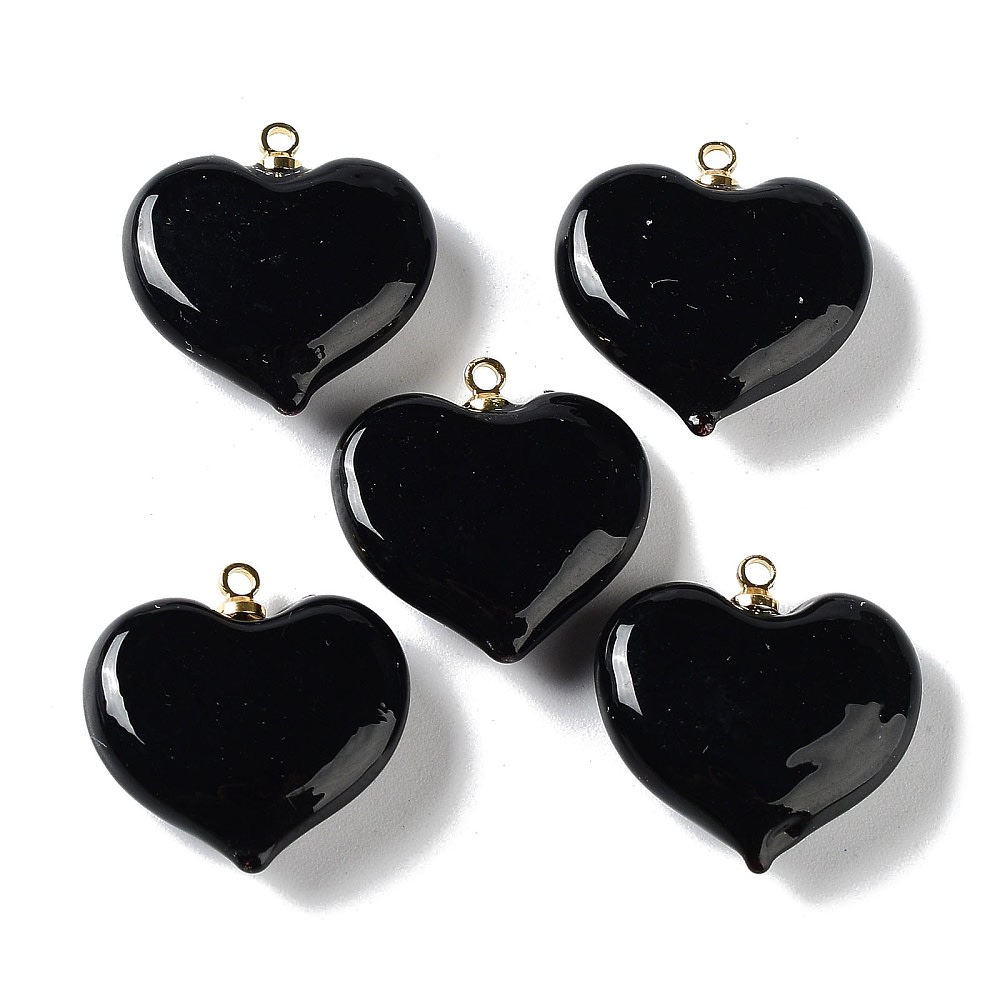 Dije colgante corazón negro 18.5 mm murano / unidad1