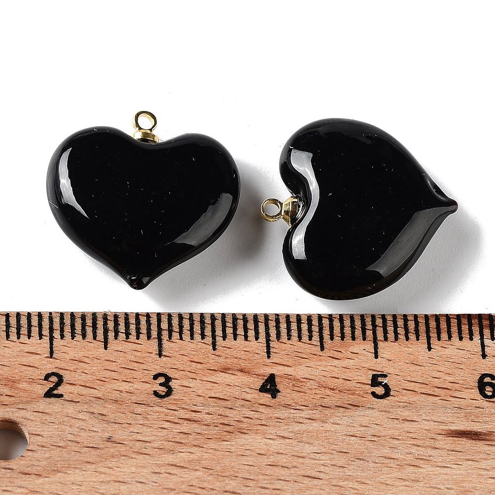 Dije colgante corazón negro 18.5 mm murano / unidad2