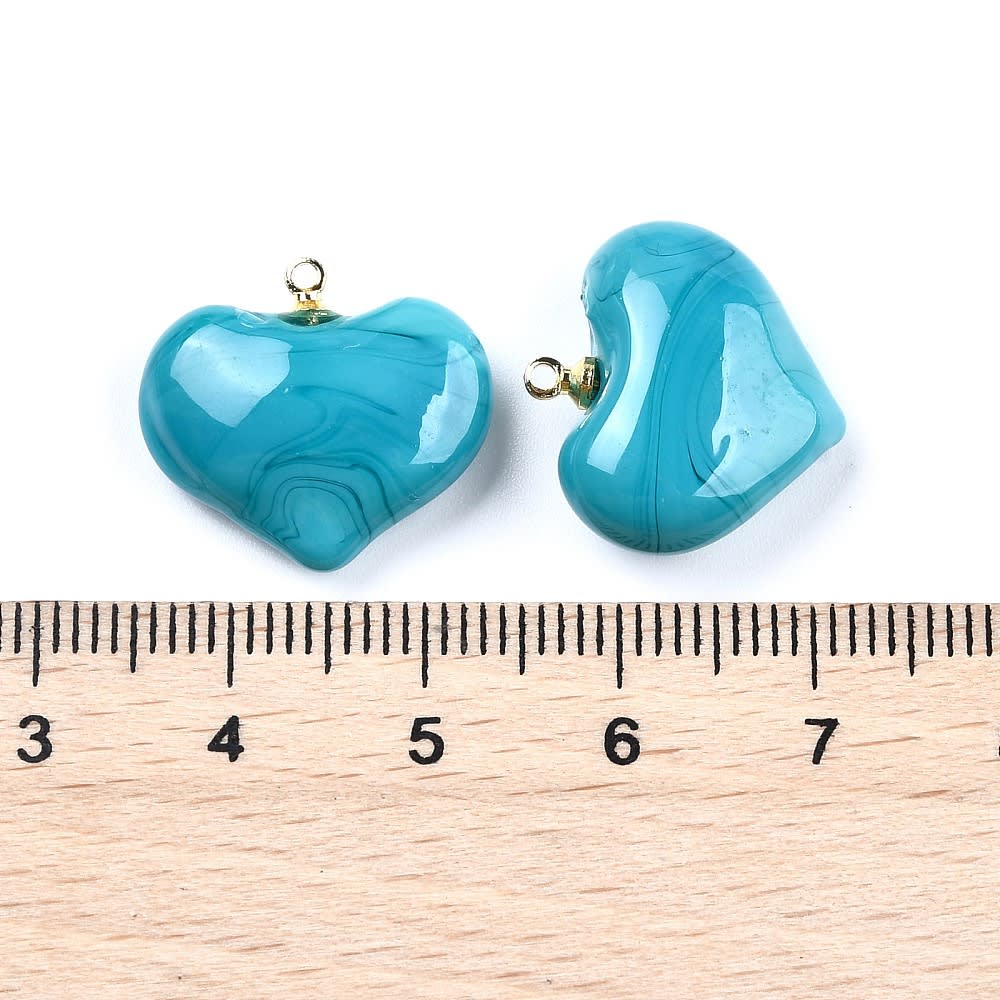Dije colgante corazón turquesa 18.5 mm murano / unidad2