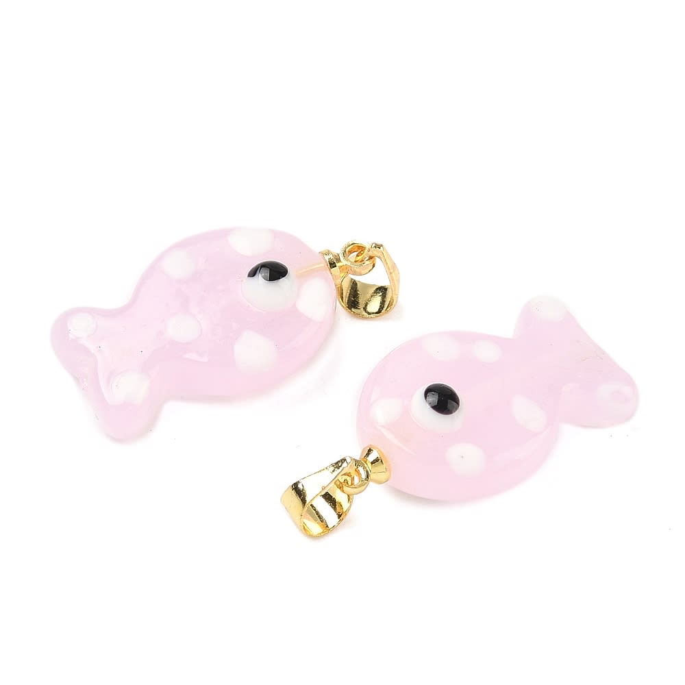 Dije colgante pez pescado lunares 23x14 mm murano / unidad2