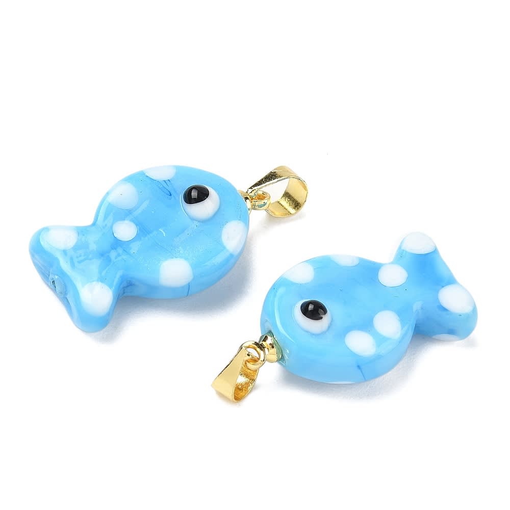Dije colgante pez pescado lunares 23x14 mm murano / unidad3