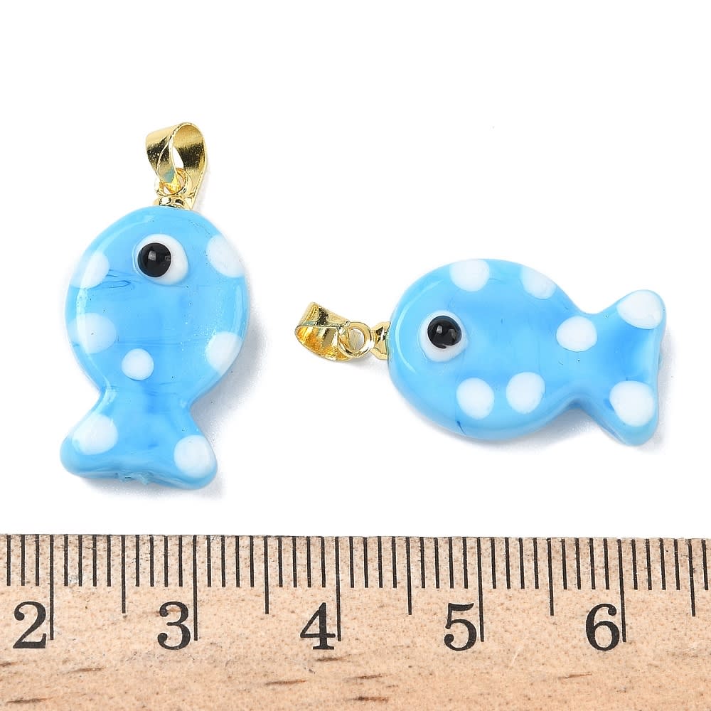 Dije colgante pez pescado lunares 23x14 mm murano / unidad4