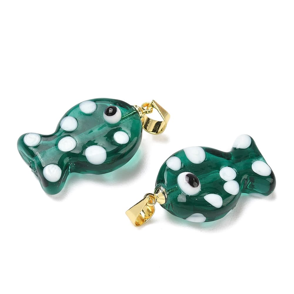 Dije colgante pez pescado lunares 23x14 mm murano / unidad5