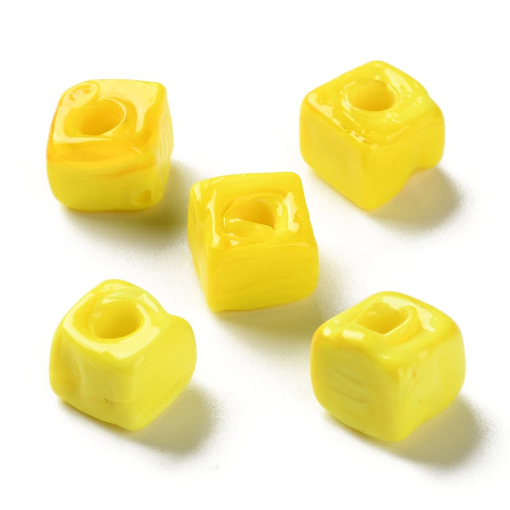 Cuenta abalorios europeo forma cubo 9.5 a 11.5 mm murano / unidad3