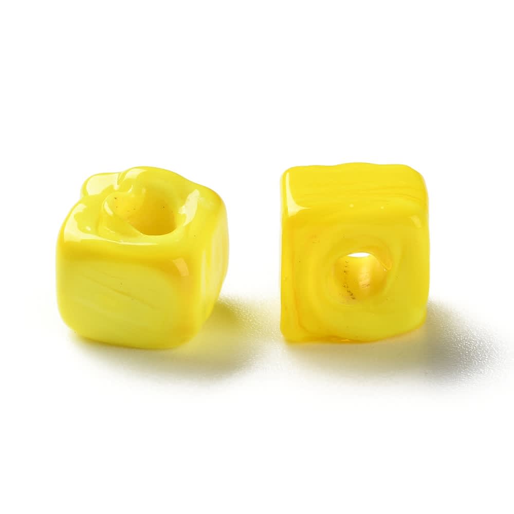 Cuenta abalorios europeo forma cubo 9.5 a 11.5 mm murano / unidad4