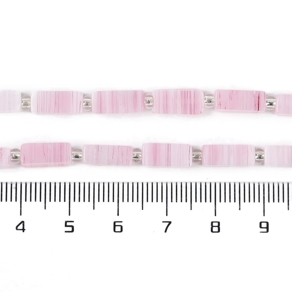 Sarta abalorios cuentas rectangular 10x4.5 mm murano / tira6