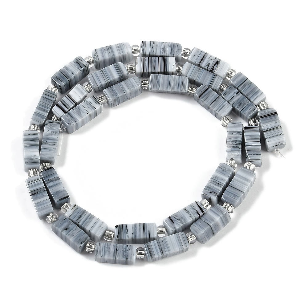 Sarta abalorios cuentas rectangular 10x4.5 mm murano / tira2