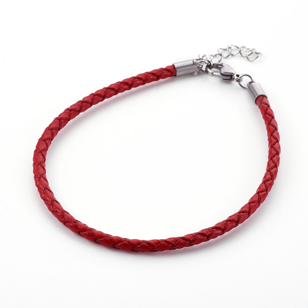 Pulsera cuero trenzado 3 mm acero / unidad1