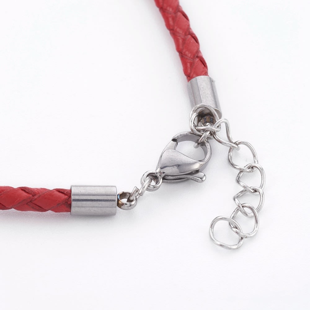 Pulsera cuero trenzado 3 mm acero / unidad5