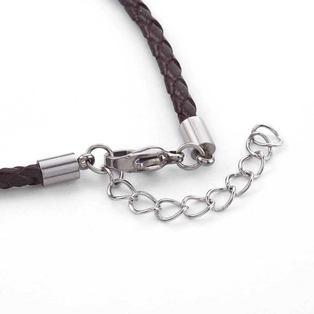Pulsera cuero trenzado 3 mm acero / unidad6