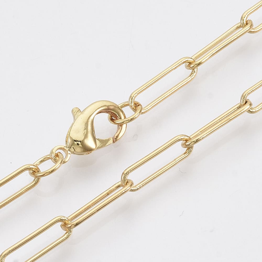 Cadena armada 60 cm eslabón clip grande baño oro / unidad1