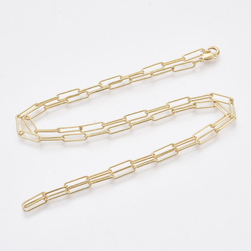Cadena armada 60 cm eslabón clip grande baño oro / unidad2