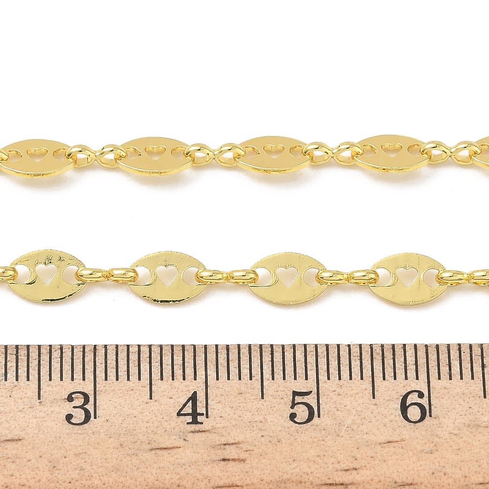 Cadena armada corazon calado 7.5 mm baño oro / unidad2