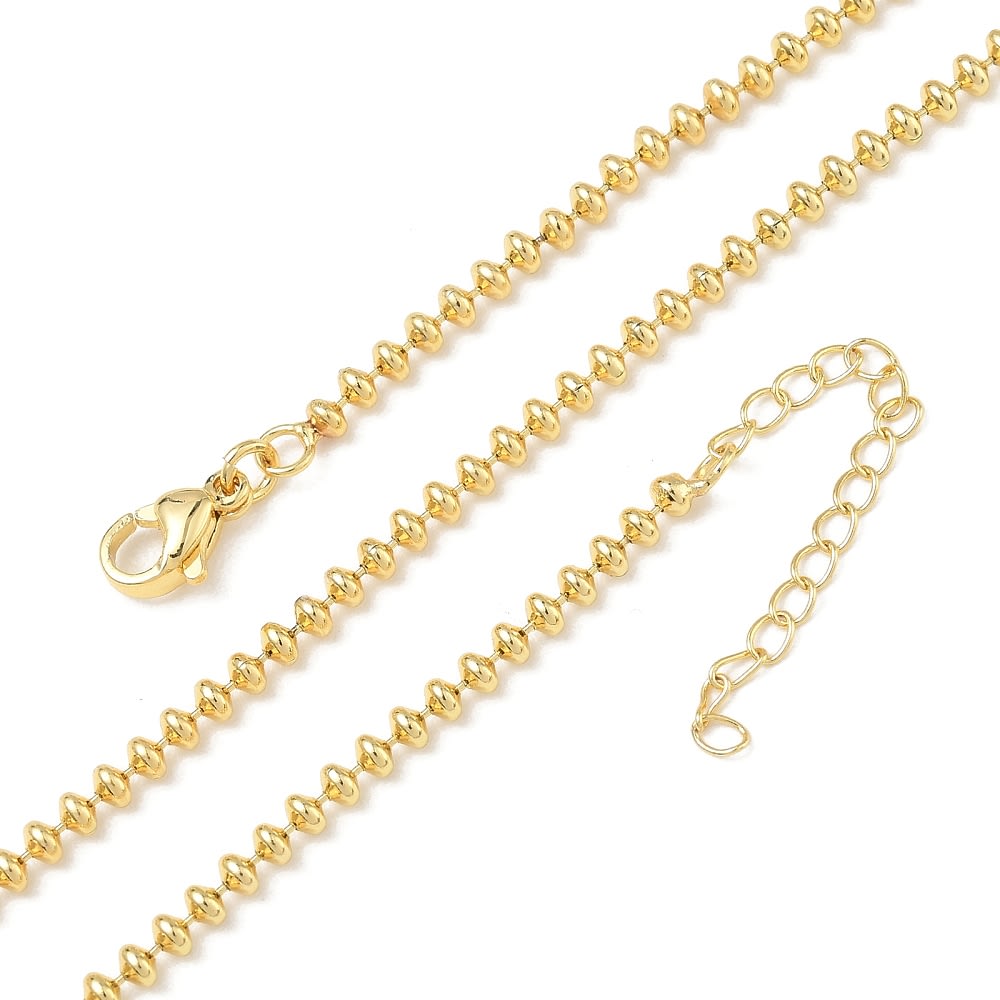 Cadena armada balines achatados 2.5 mm baño oro / unidad1