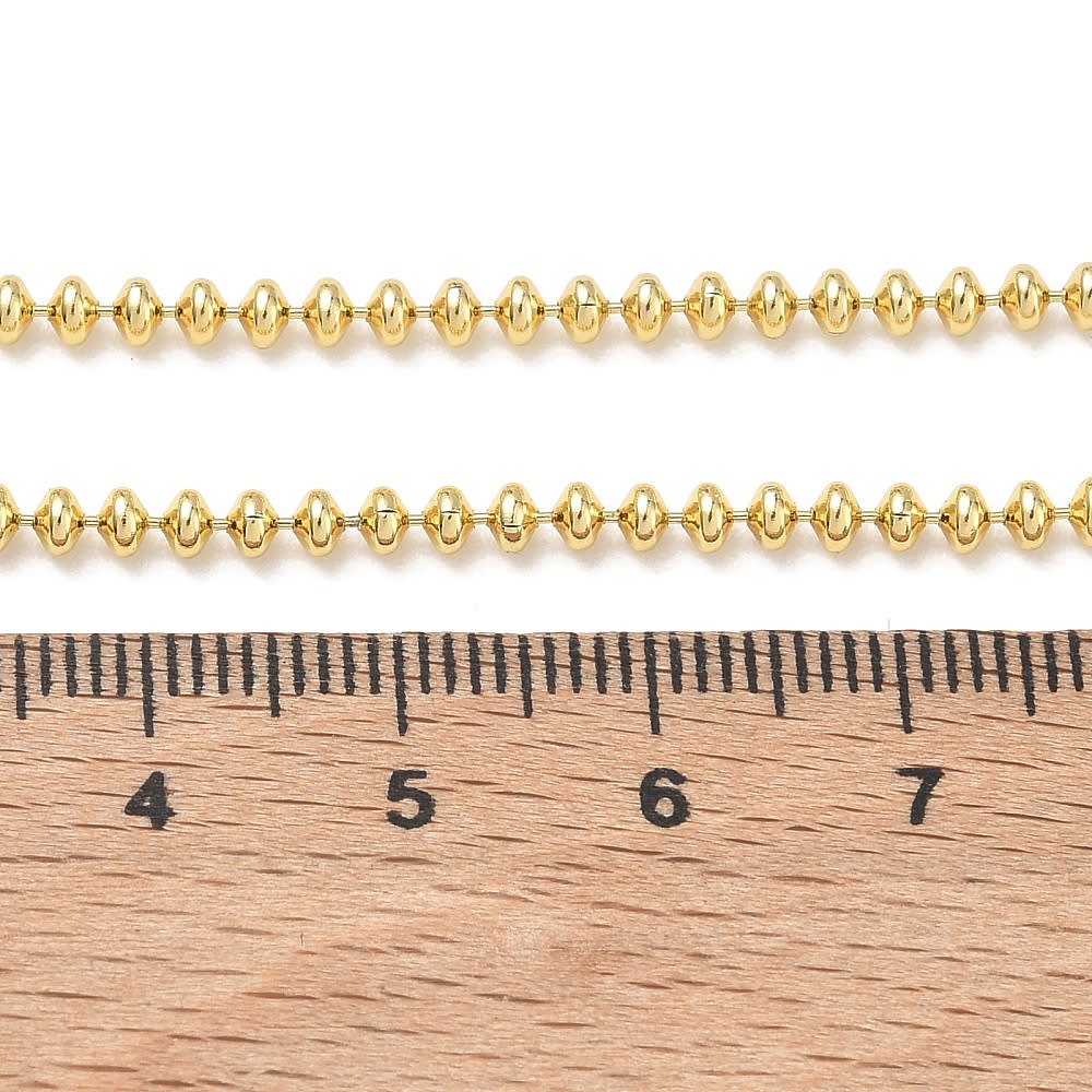 Cadena armada balines achatados 2.5 mm baño oro / unidad2