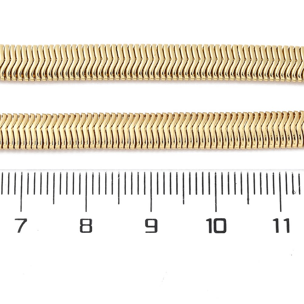 Cadena armada tejido espiga serpiente 6 mm baño oro / unidad2