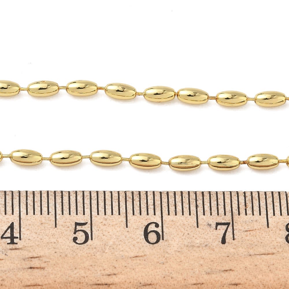 Cadena armada tejido arroz 2.5 mm con extensión baño oro / unidad2