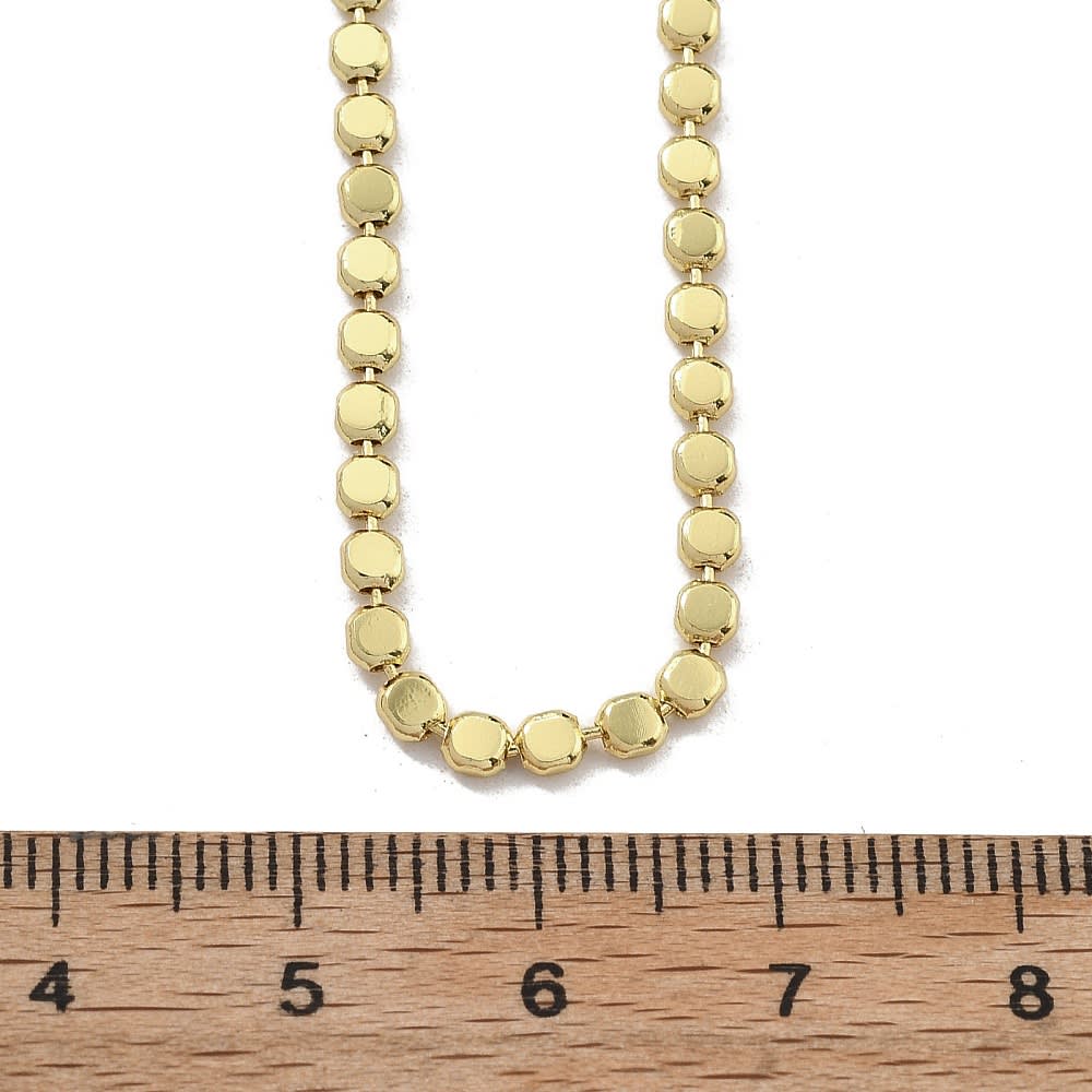 Cadena armada tejido balines planos 2.5 mm baño oro / unidad2