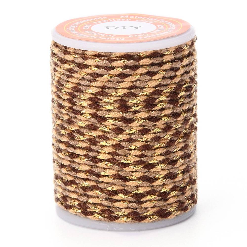 Cordón trenzado metálico algodón macramé 1.5 mm / rollo11