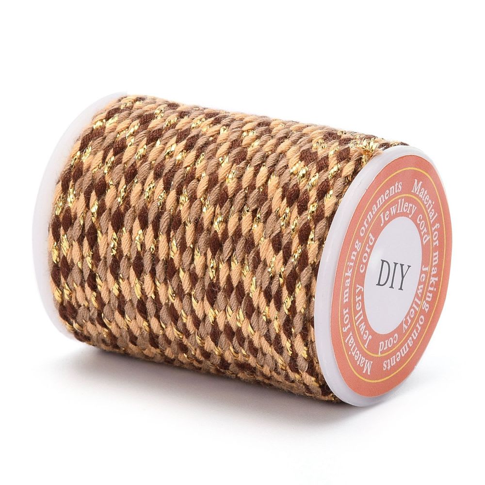 Cordón trenzado metálico algodón macramé 1.5 mm / rollo12