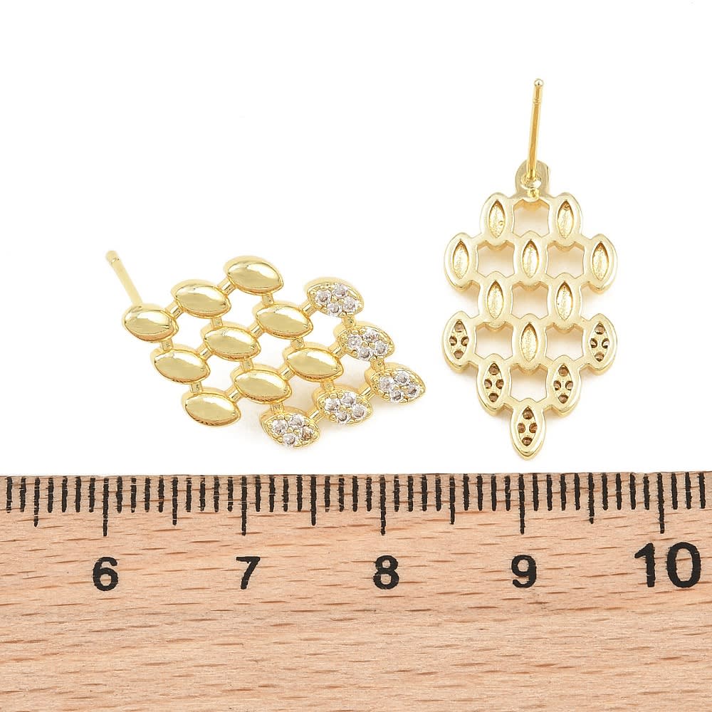 Aros topo topito cascada cristales 23.5 mm baño oro zircón / par2