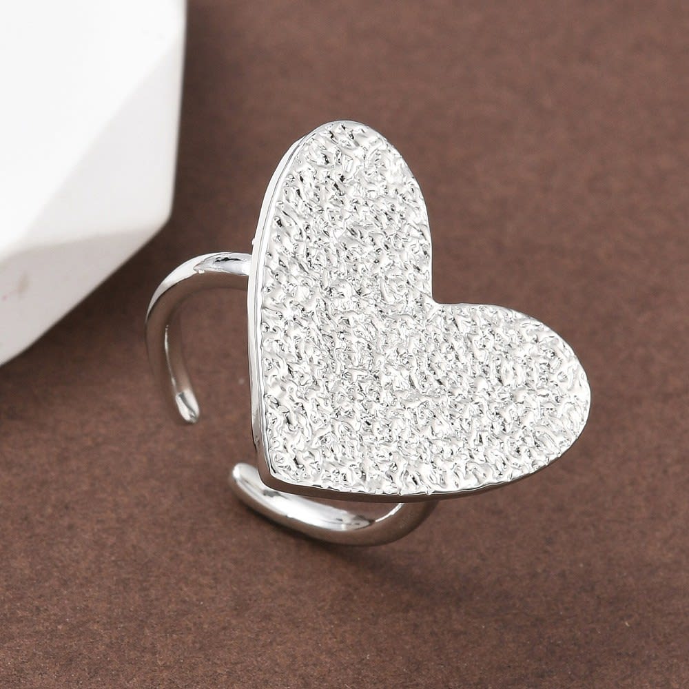 Anillo ajustable maxi corazón 20.5 mm baño oro platino / unidad4