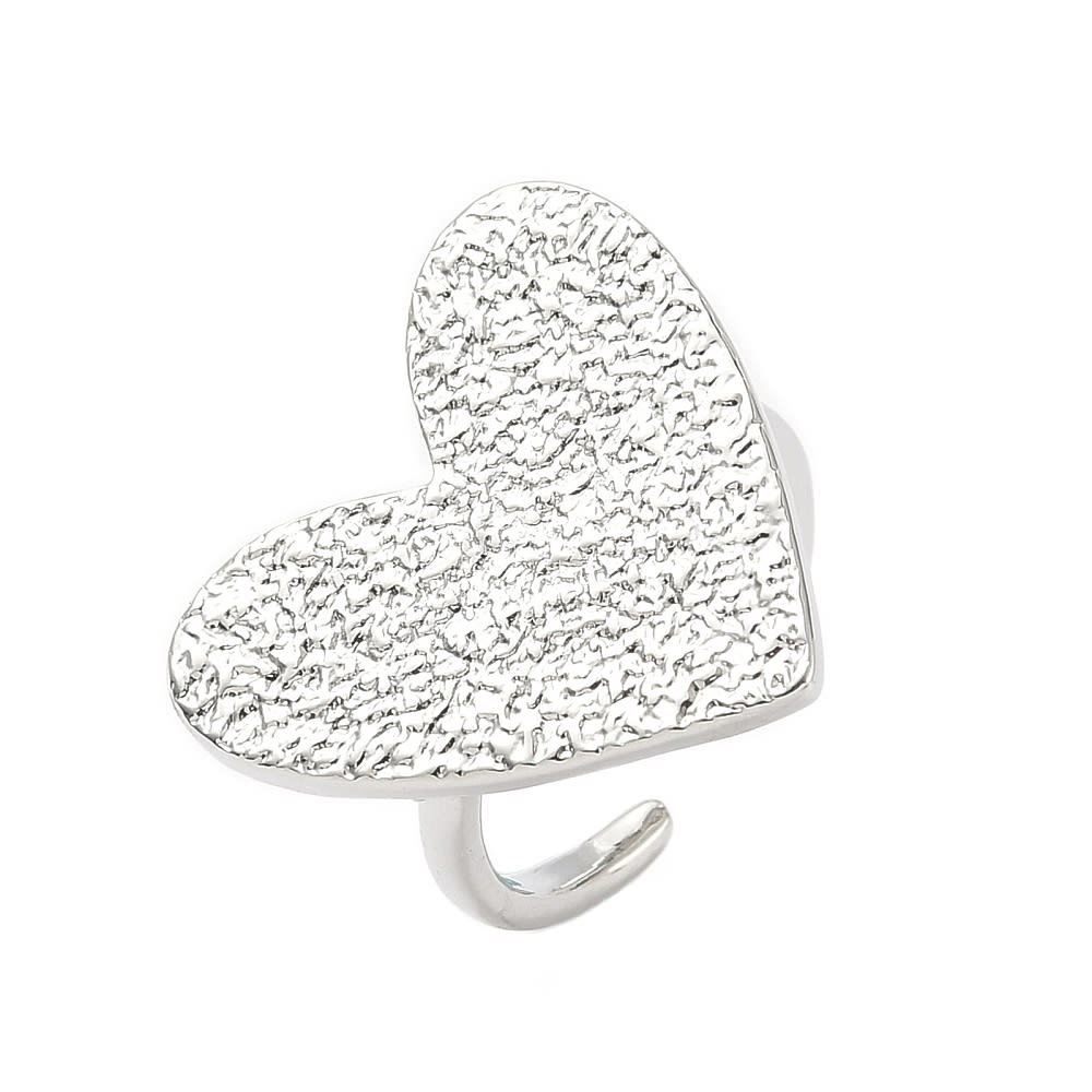 Anillo ajustable maxi corazón 20.5 mm baño oro platino / unidad2