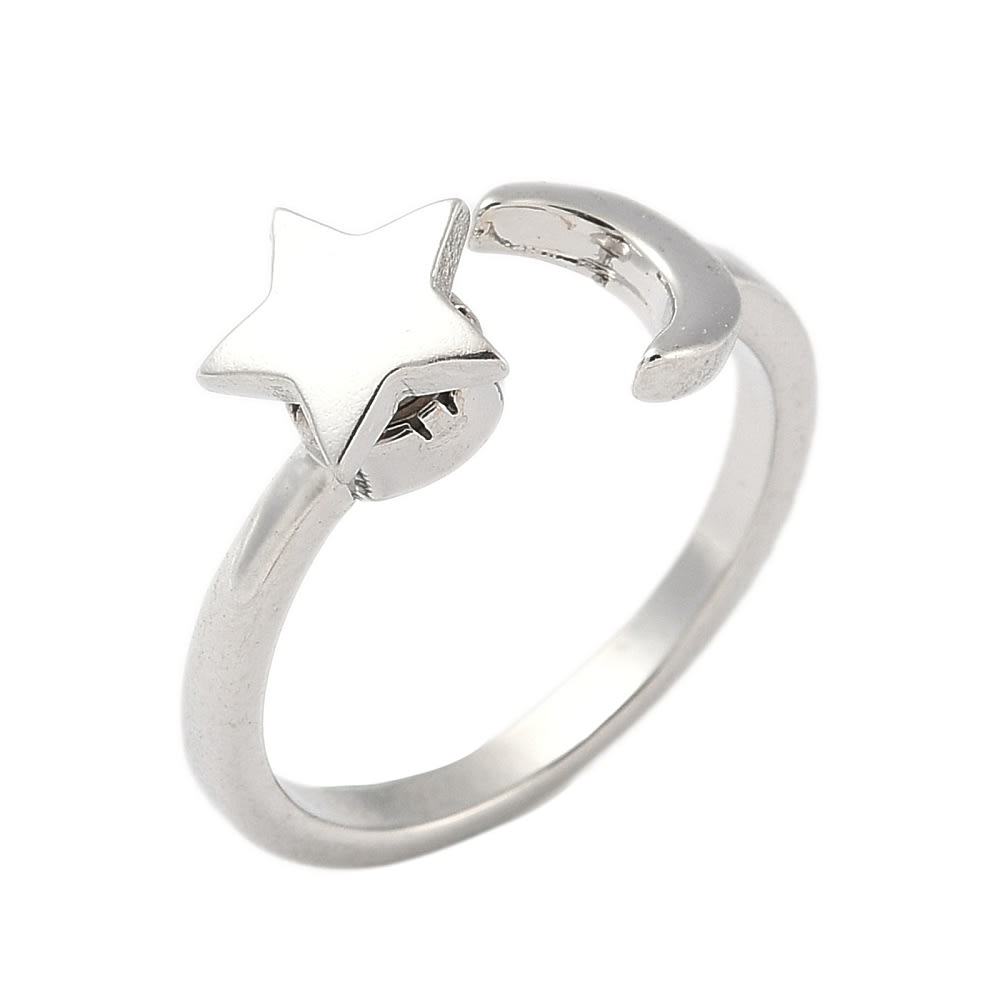 Anillo luna estrella giratoria antiestrés baño oro platino / unidad2