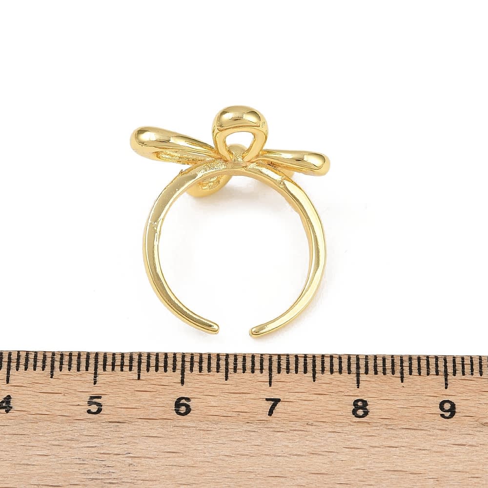 Anillo ajustable silueta flor 23 mm baño de oro / unidad2