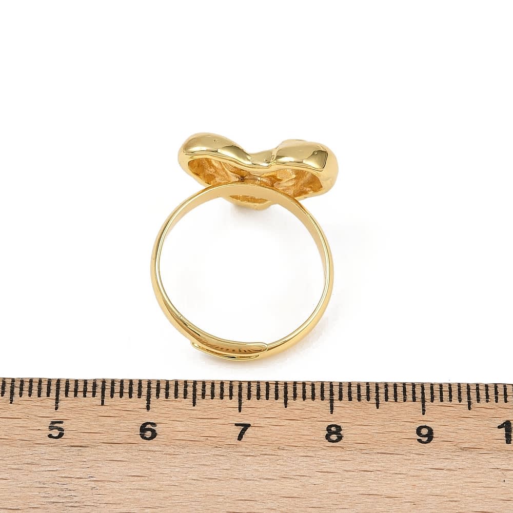 Anillo ajustable corazón irregular 18 mm baño de oro / unidad2