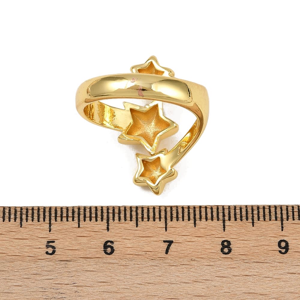 Anillo ajustable triple estrella 25 mm baño de oro / unidad2