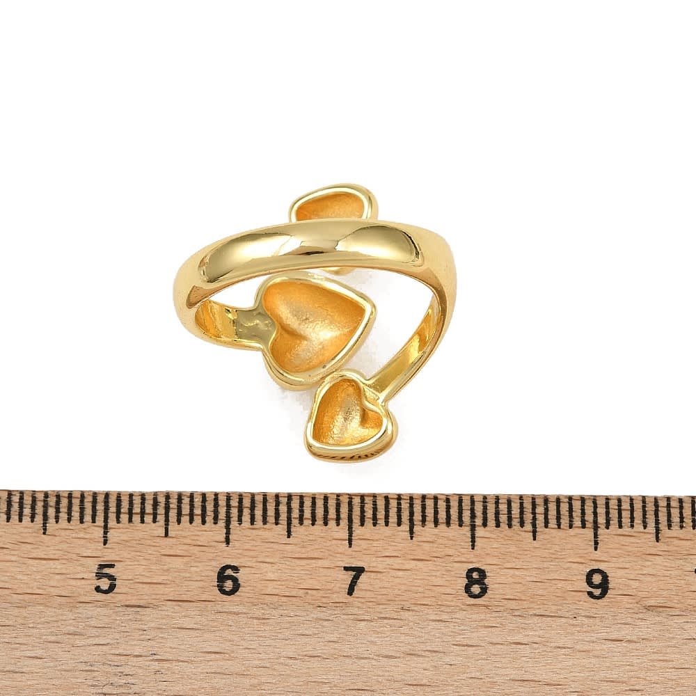 Anillo ajustable triple corazón 24.5 mm baño de oro / unidad2
