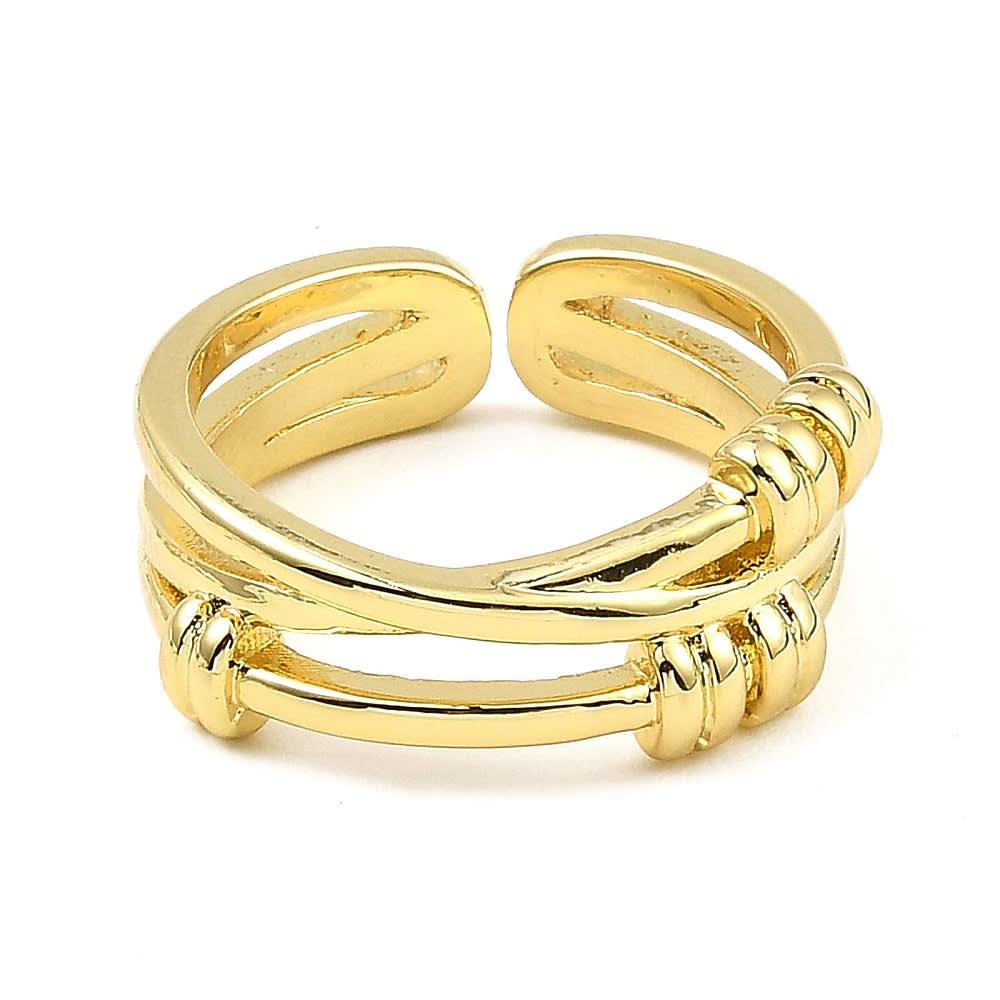 Anillo ajustable nudos cruzados 9 mm baño de oro / unidad2