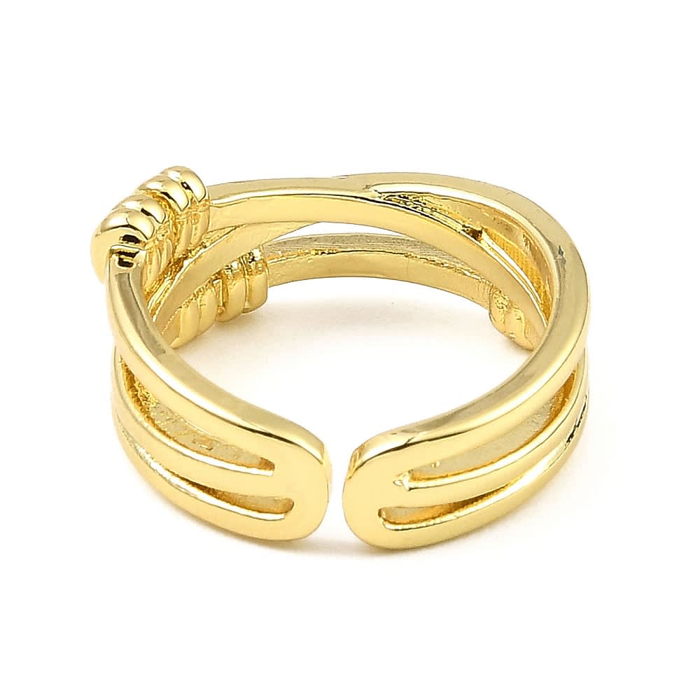 Anillo ajustable nudos cruzados 9 mm baño de oro / unidad3