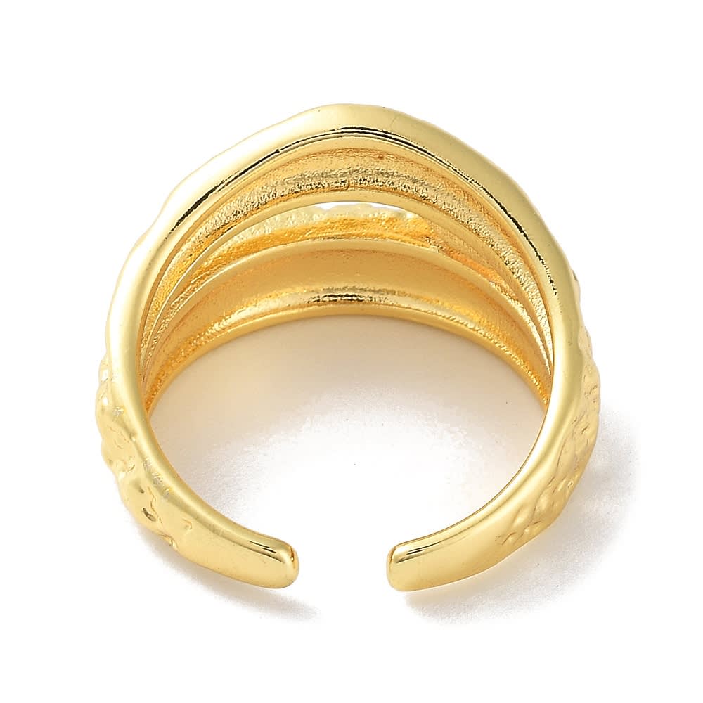 Anillo ajustable ondas martilladas baño oro / unidad2