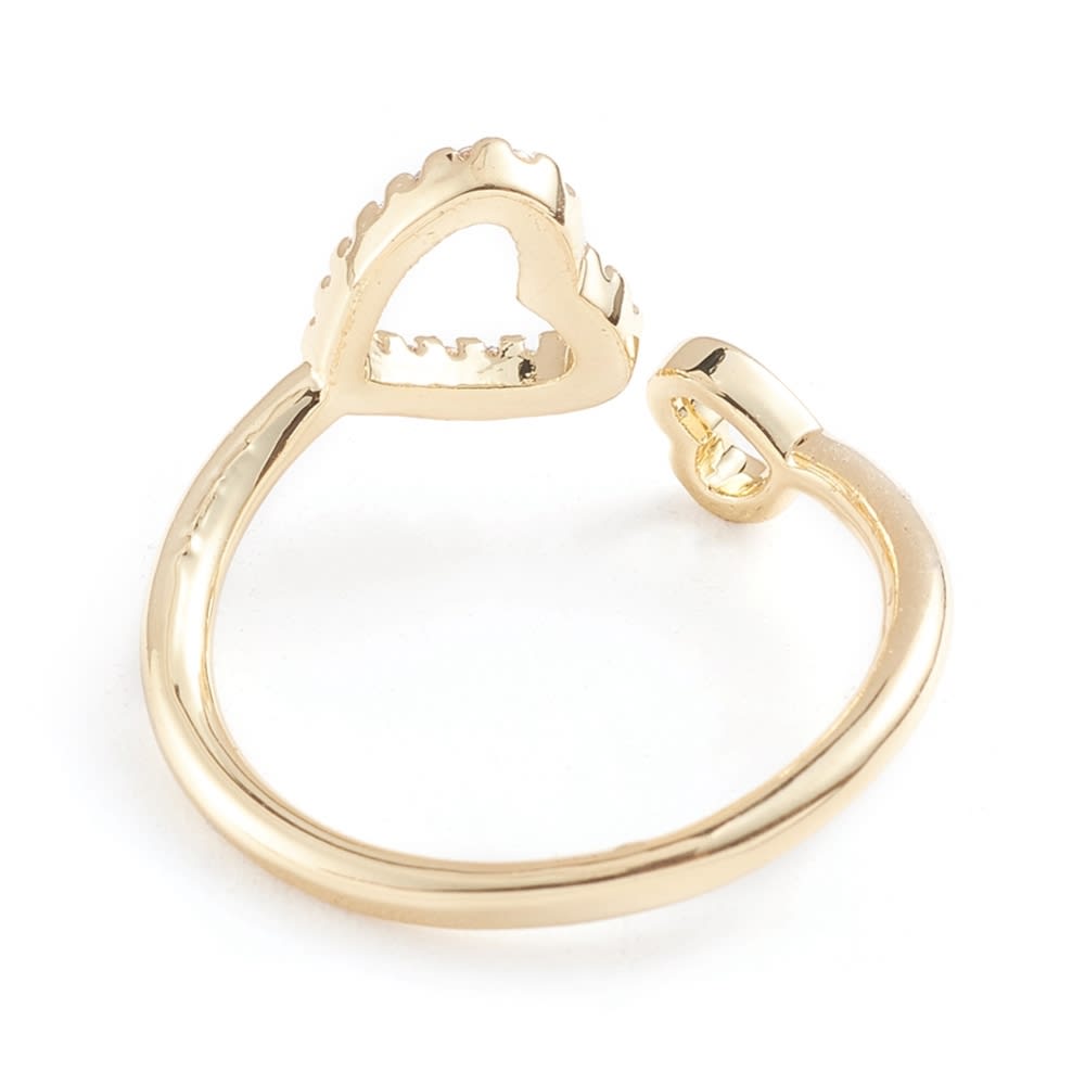 Anillo ajustable corazón doble 9 mm zircón baño oro / unidad2