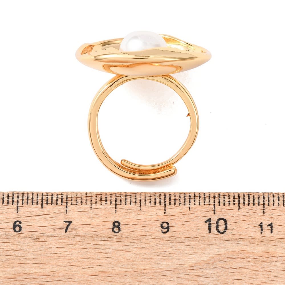 Anillo ajustable ostra perla 30 mm baño oro / unidad2
