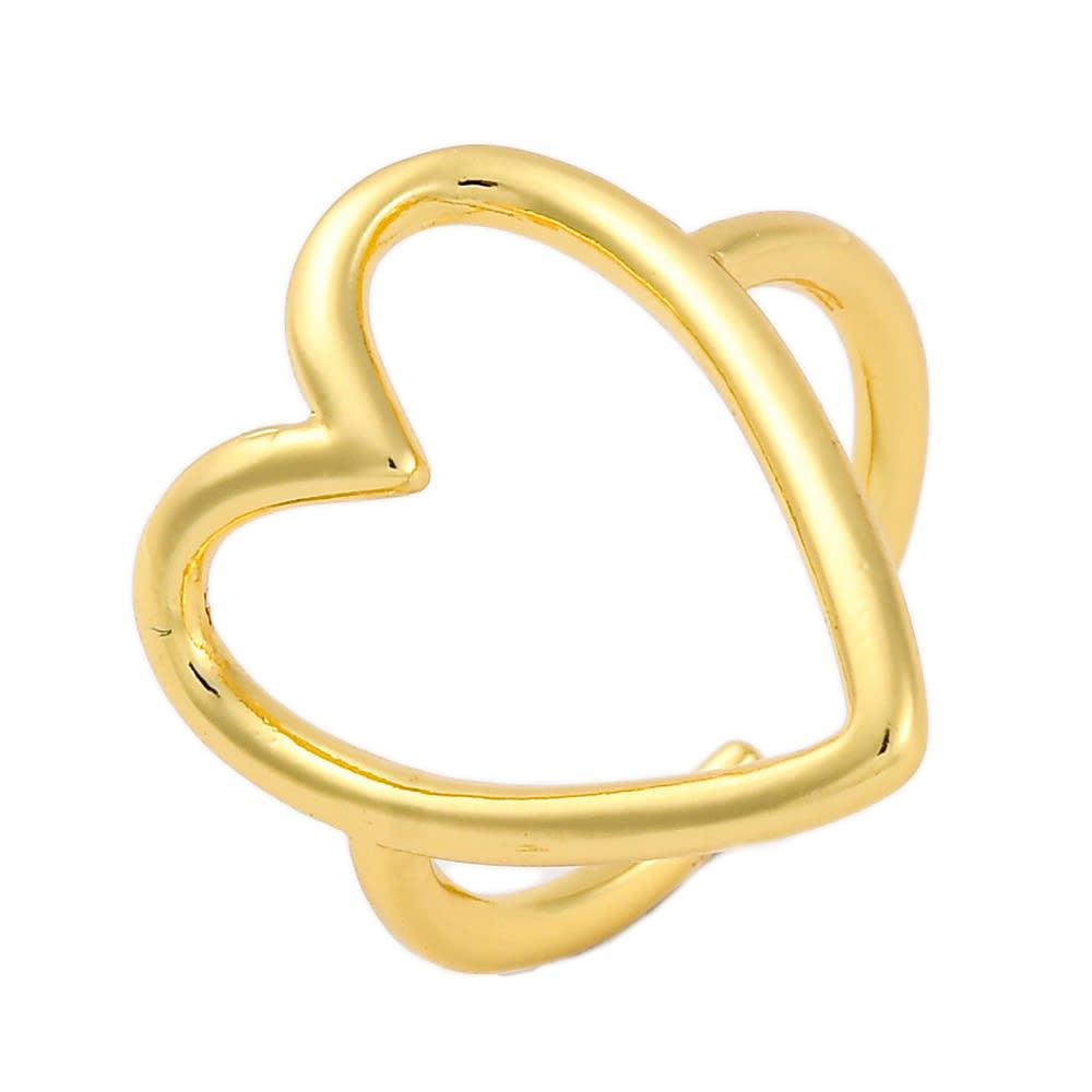 Anillo ajustable corazón silueta 23 mm baño oro / unidad1