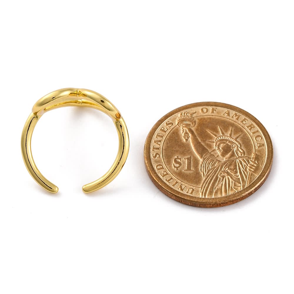 Anillo ajustable corazón silueta 23 mm baño oro / unidad2