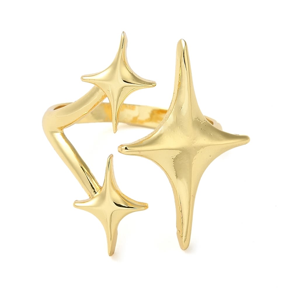 Anillo ajustable estrellas fugaces baño oro / unidad2