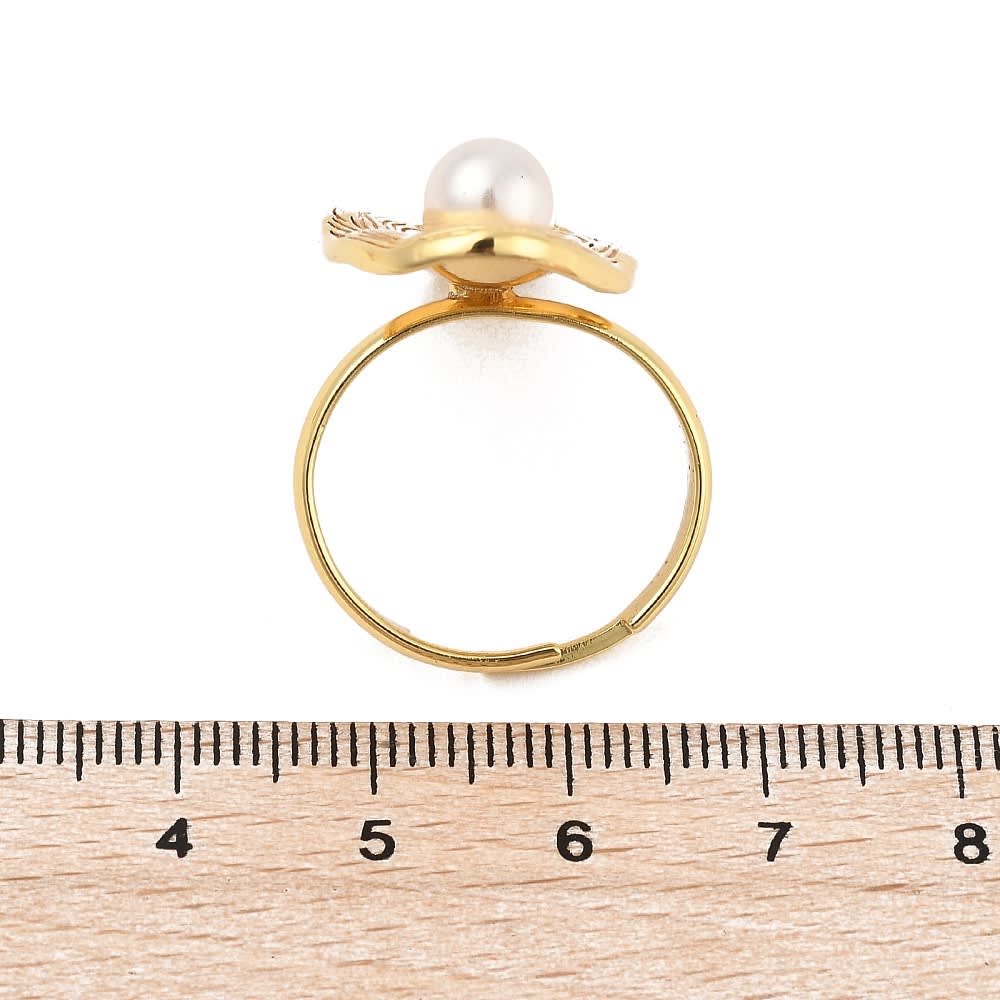 Anillo ajustable huella del mar perla 34 mm baño oro / unidad2