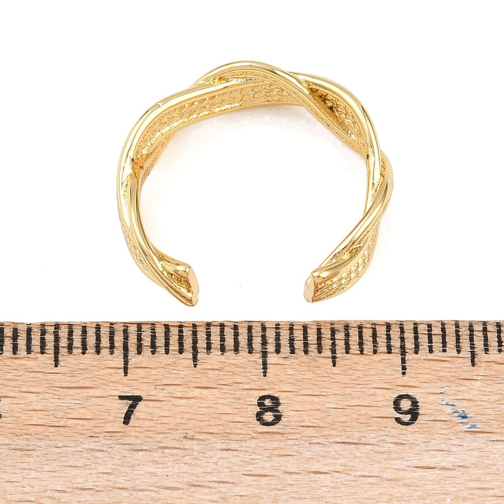 Anillo ajustable lineas enlazadas 6 mm baño de oro / unidad2