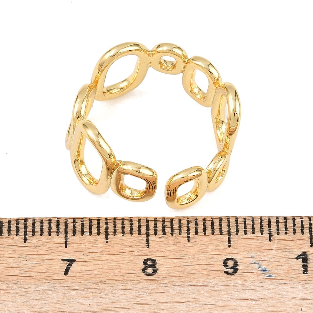 Anillo ajustable multi óvalos 12.5 mm baño oro / unidad2